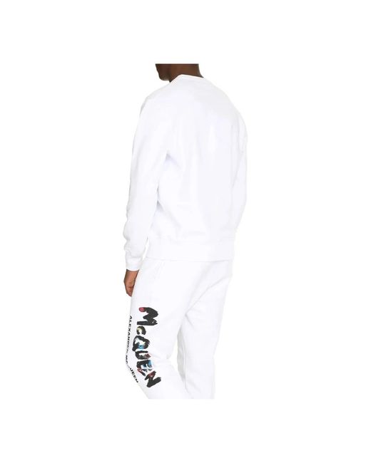 Alexander McQueen Weiße baumwoll-sweatshirt ss23 in White für Herren