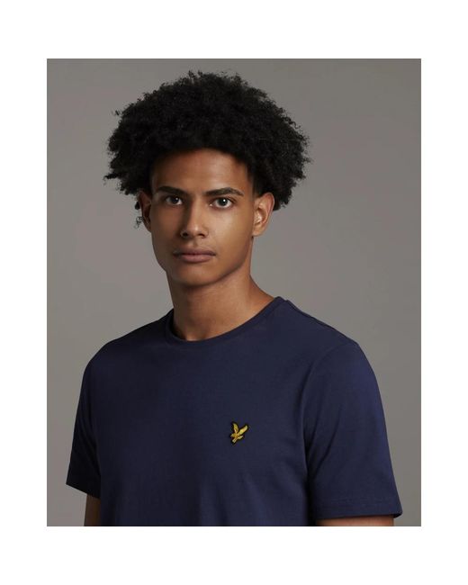 Lyle & Scott Tops ,Blauw ,Katoen Plain T-Shirt in het Blue voor heren