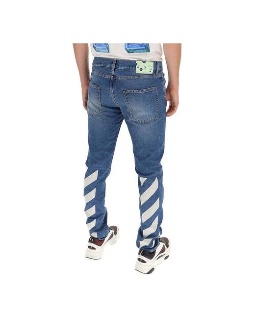 Off-White c/o Virgil Abloh Blaue denim jeans mit seitlichem logo-detail in Blue für Herren