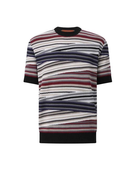 Missoni Gestreept Katoenen Gebreid Shirt in het Black voor heren
