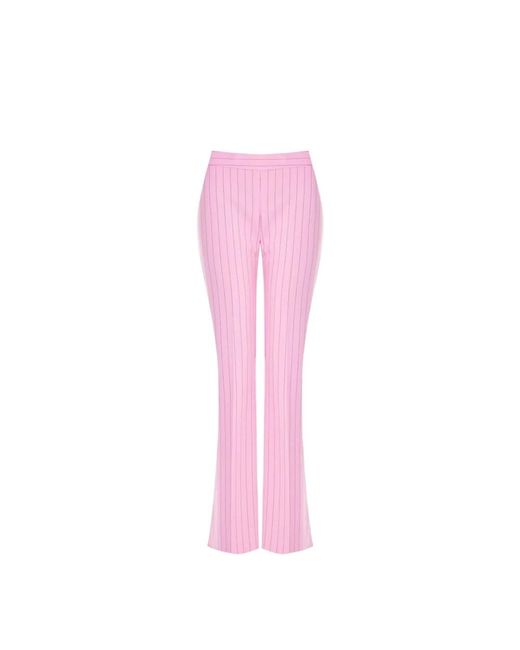 Pantalones anchos a rayas en crepe de scuba Rinascimento de color Pink