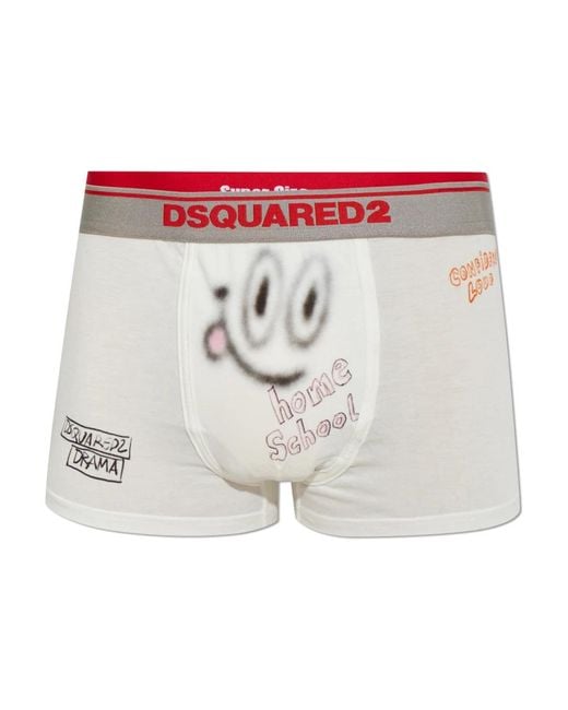 DSquared² Ondergoed ,Wit ,Printed Boxers in het White voor heren