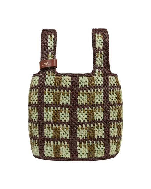 A.P.C. Green Leder-Rundtasche Mini