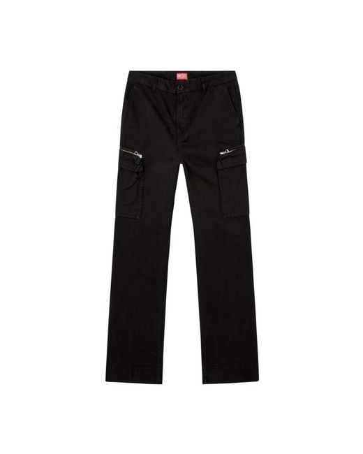 DIESEL Black Straight Trousers for men