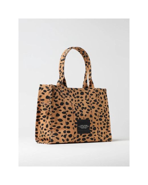 Marc Jacobs Leopard Print Canvas Tote Bag in het Metallic