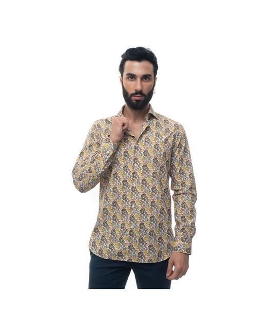 Carrel Fantasy blumiges casual hemd made in italy in Brown für Herren