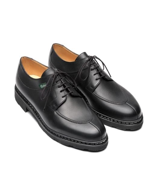 Paraboot Black Hunting Toe Derby Shoes With Norwegian Stitching for men