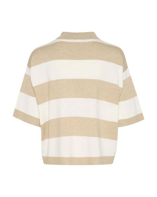 Kaffe Kalizza Polo Knit in het Natural