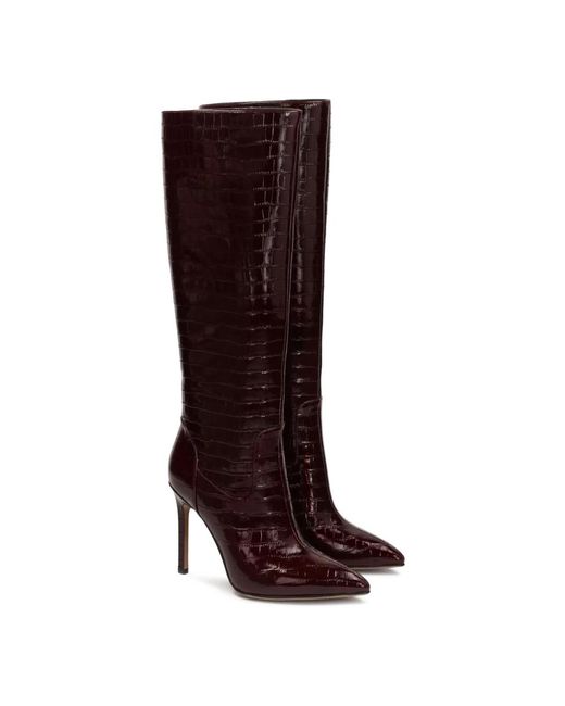 Kazar Brown Dunkelrote Geprägte Lederstiefel