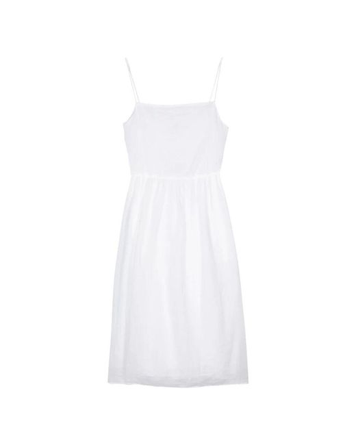 Tommy Hilfiger White Weiße leinen midi slip kleid
