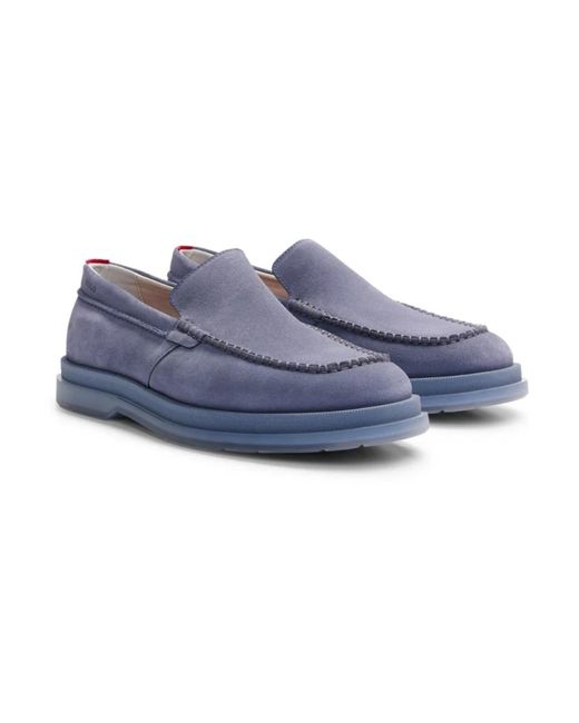 HUGO Blaue Wildleder-Pennyloafer in Blue für Herren