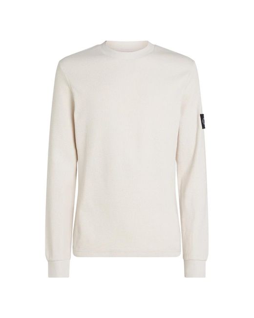 Calvin Klein White Waffle Long Sleeve Top for men