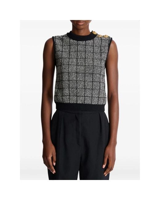 Balmain Gray Sleeveless Jumpers