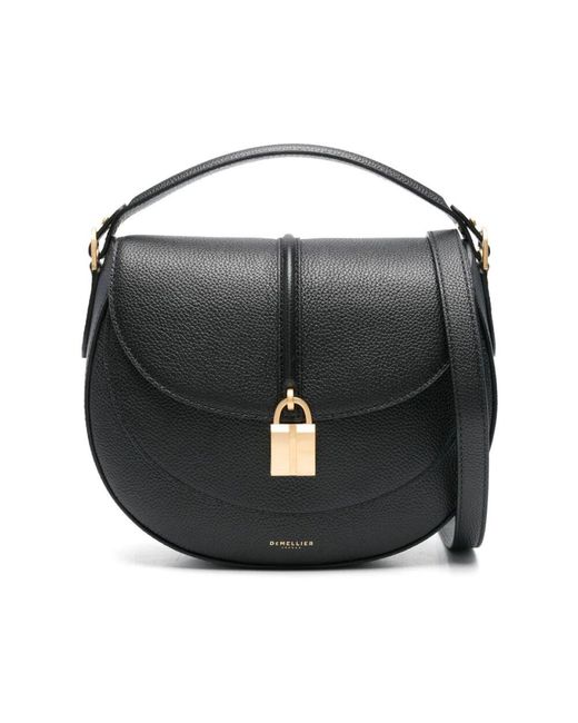 DeMellier London Black Schwarze Umhängetasche Mit Klappdeckel