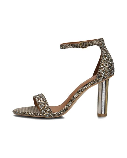 Kurt Geiger Brown Goldene Absatzsandalen Für Sommerpartys