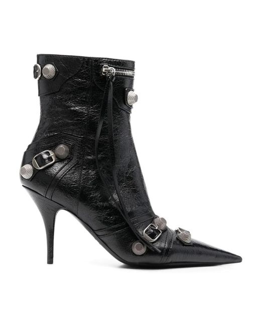 Balenciaga Cagole H90 Ankle Boots Leather Black