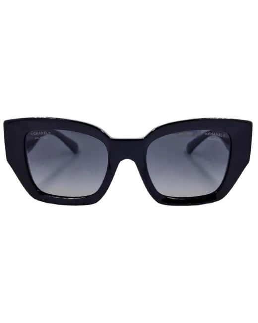 Chanel Blue Schmetterling sonnenbrille aus schwarzem acetat