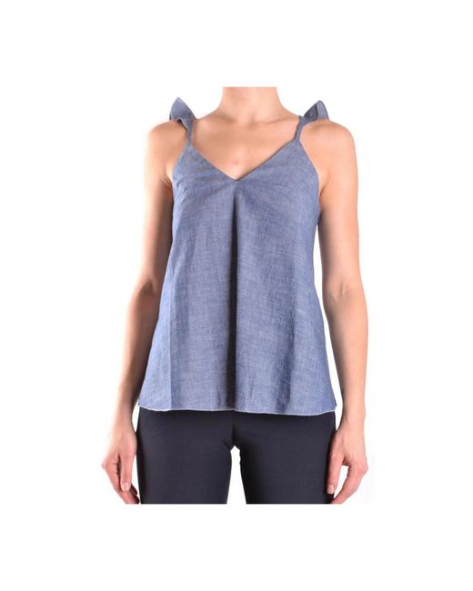Dondup Tops ,Blauw ,Katoen Sleeveless Top in het Blue