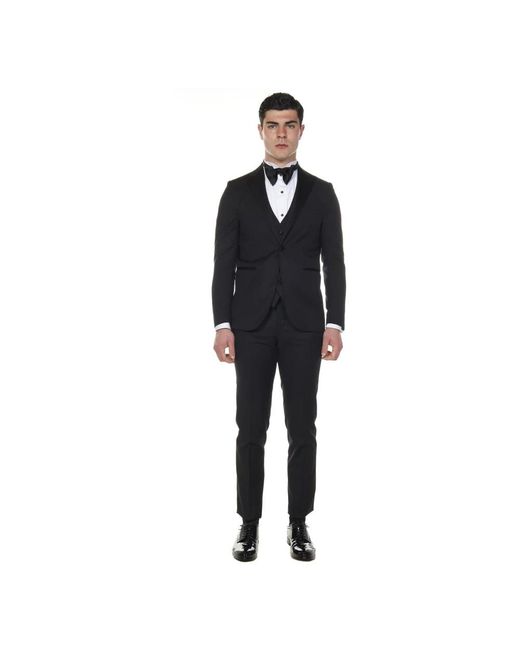Franzese Collection Black Single Breasted Suits for men
