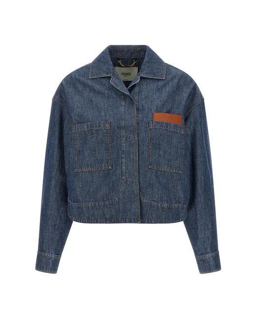 Fendi Chambray Denim Jas in het Blue