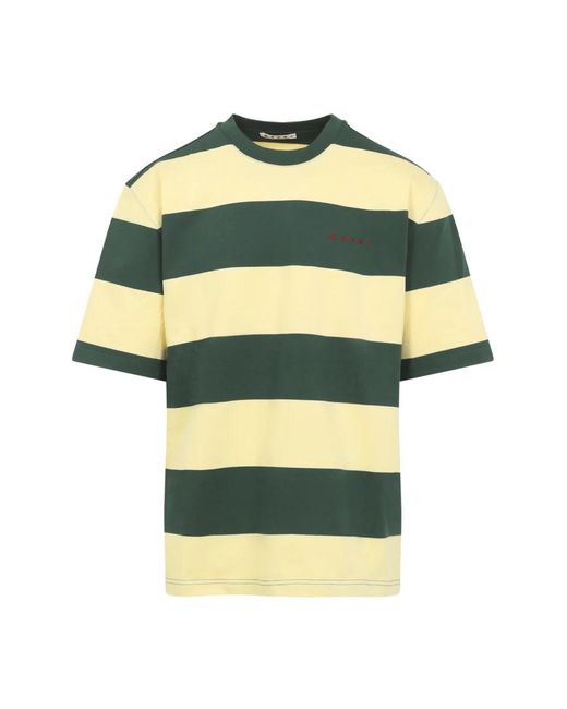 Marni Tops ,Veelkleurig ,Katoen Maxi-Streep Katoenen T-Shirt in het Green voor heren