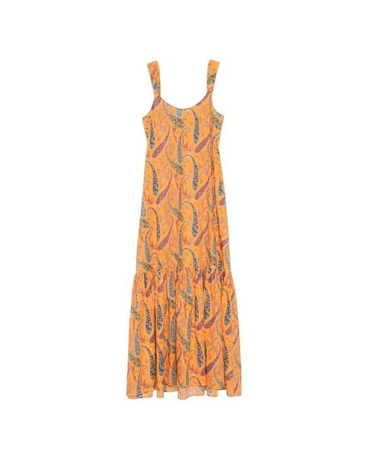 Etro Kleedjes ,Veelkleurig ,Maxi-Jurk Met Paisleyprint En Ruches in het Orange