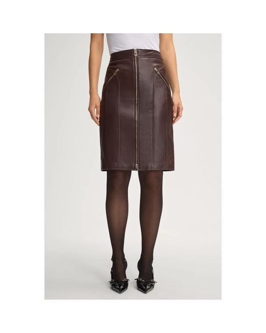 Joop! Rokken ,Bruin ,Leer Leren Rok Met Ritssluiting Details in het Brown