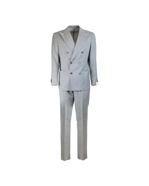 Lubiam Gray Double Breasted Suits for men