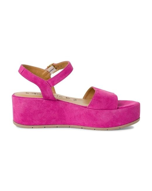 Tamaris Pink Rosa wildleder lässige offene sandalen