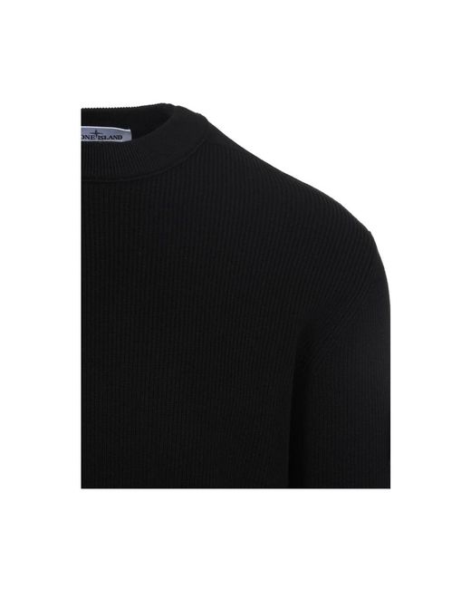 Stone Island Black Round-Neck Knitwear for men
