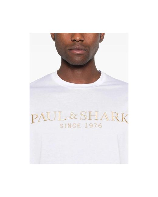 Paul & Shark Weißes t-shirt mit rundhalsausschnitt und kurzen ärmeln in White für Herren