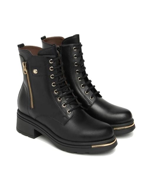 Nero Giardini Black Lace-Up Boots