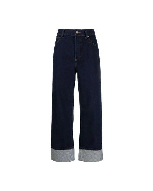 Alexander Wang Blue Kristallverzierte wide-leg jeans