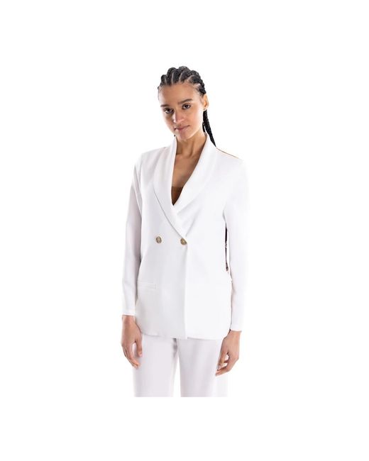 5 PROGRESS Jassen ,Wit ,Leer Bianca Double-Breasted Blazer in het White