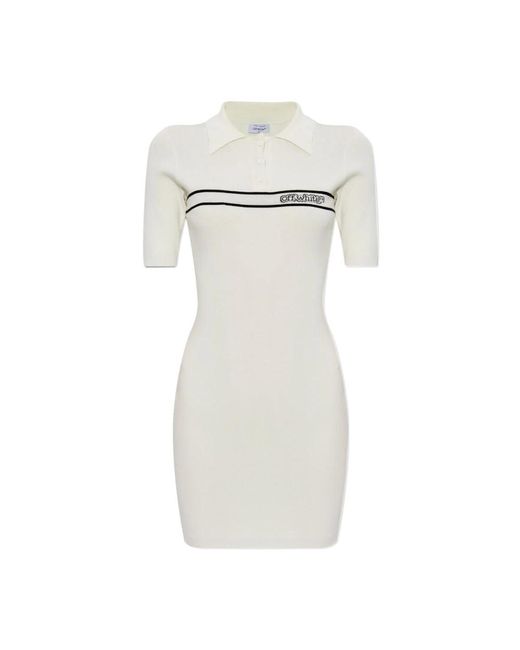 Off-White c/o Virgil Abloh White Besticktes logo weiße kleid off