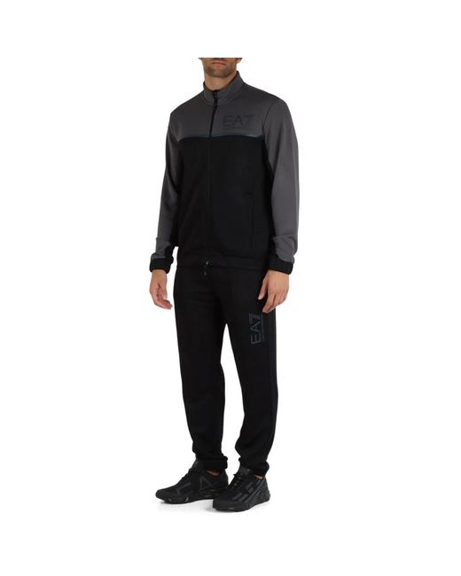 EA7 Fitness ,Zwart ,Polyester Sportieve Trainingsset Met Sweatshirt Met Rits En Broek in het Black voor heren