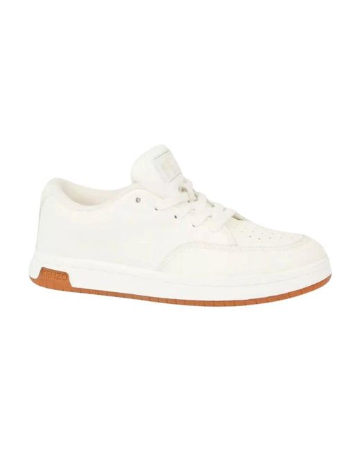 KENZO White Weiße leder klassische schnürschuhe