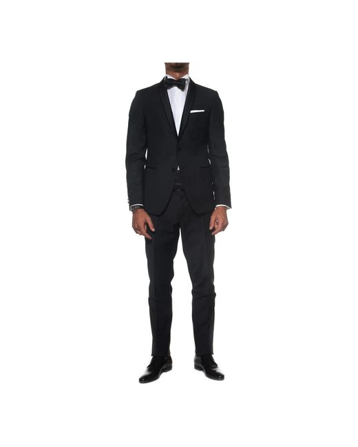 Single Breasted Suits di Paoloni in Black da Uomo