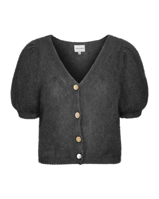 American Dreams Truien & Vesten ,Zwart ,Wol Zwarte Cardigan Met V-Hals in het Black