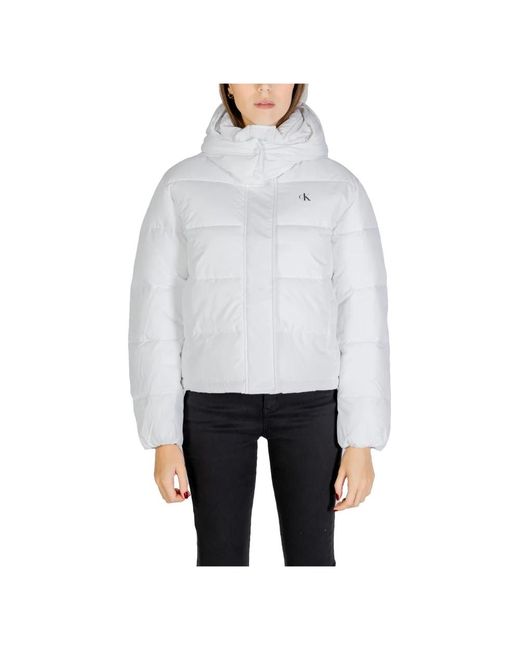 Calvin Klein Jassen ,Wit ,Polyester Mono Logo Damesjas Herfst/Winter in het White