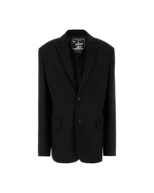 Y. Project Jassen ,Zwart ,Oversize Zwart Jersey Blazer in het Black