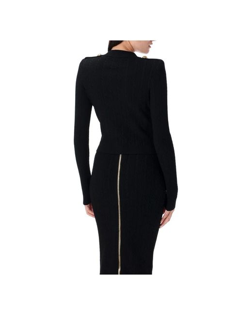 Balmain Truien & Vesten ,Zwart ,Zwarte Gedraaide Gebreide Vest in het Black