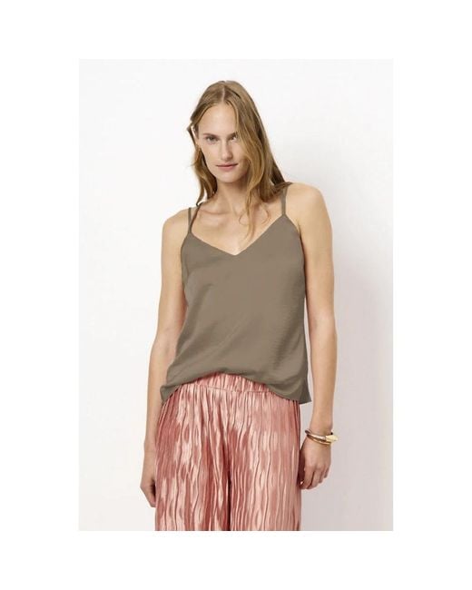 Dante 6 Satin-Look Cross-Back Top in het Natural