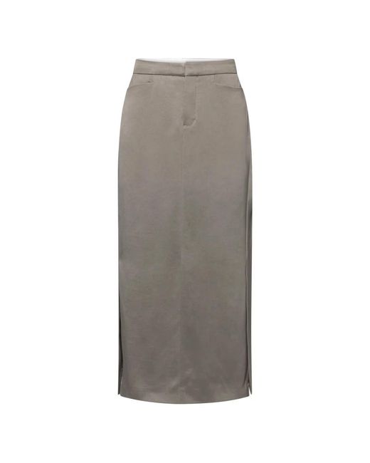 Drykorn Rokken ,Bruin ,Klassieke Kokerrok Met Zijsplitjes in het Gray