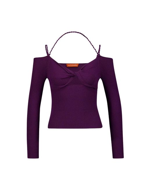 Altuzarra Purple V-Neck Knitwear
