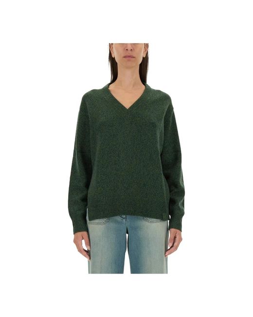 Victoria Beckham Green V-Neck Knitwear