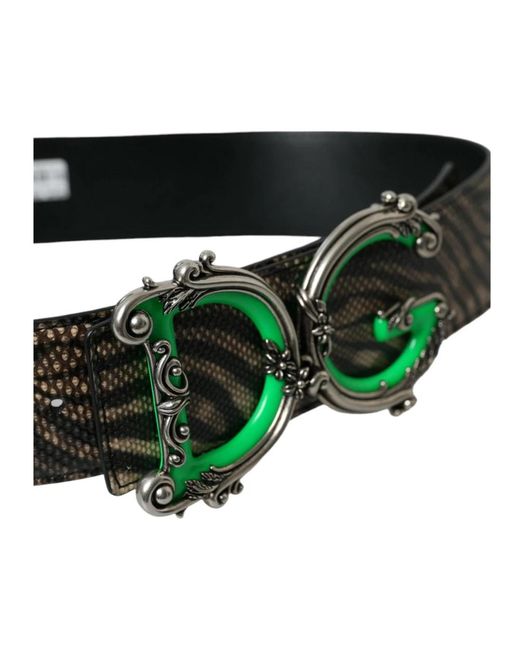 Dolce & Gabbana Green Luxuriöser zebra-leder-gürtel