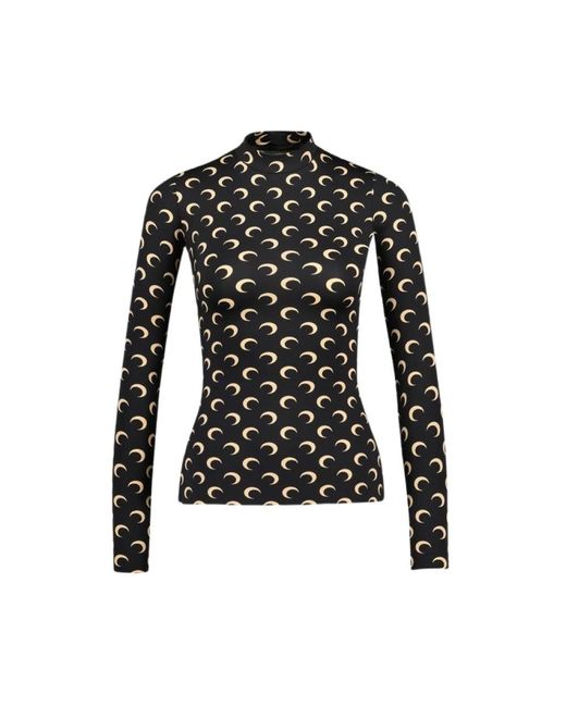 MARINE SERRE Black Long Sleeve T-Shirts