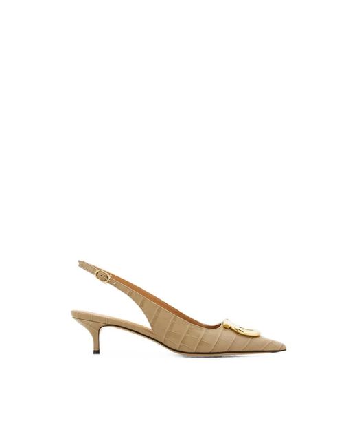 Ferragamo Natural Damen Maxi Gancini Slingback Größe