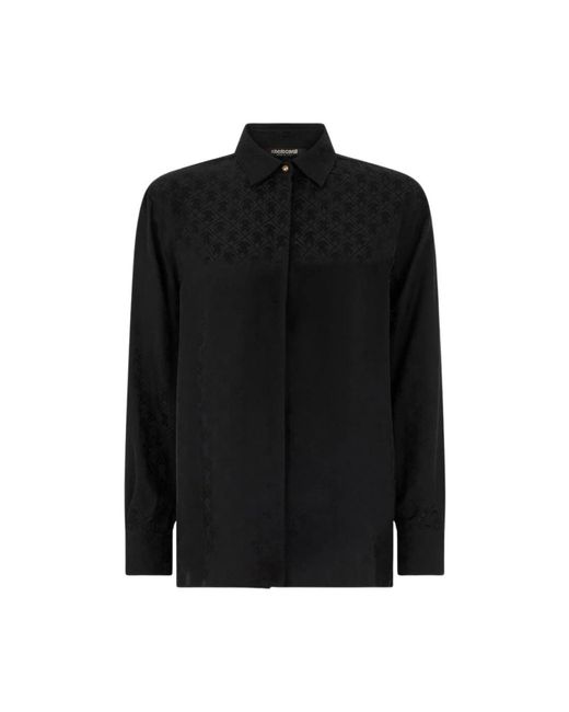 Roberto Cavalli Black Seidenmischhemd Mit Monogramm Rc